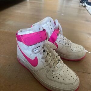 Nike Air Force Ones with Pink Highlights